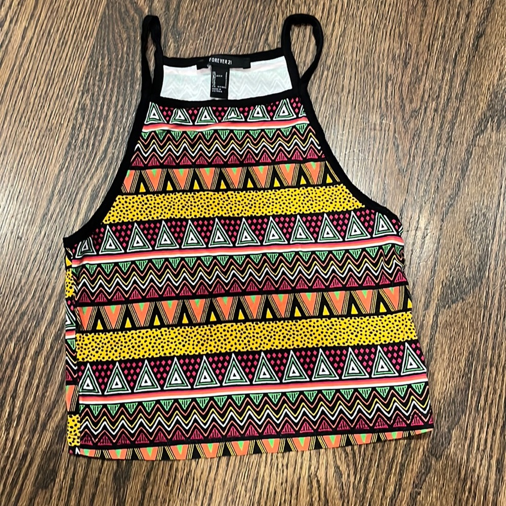 Forever 21 crop racer back multicolored tank size small